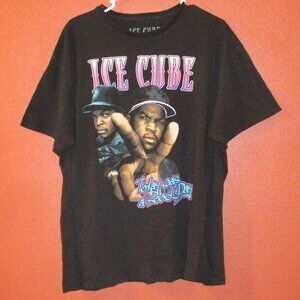 Ice Cube NWA Rapper Men X Large Black Blue Tan Short Sleeve Shirt